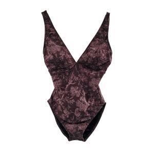 Vintage NWT Unite! Brown Floral Print One Piece Swimsuit Size 8 (US) Made in USA